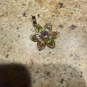 Gold Plated Sterling Silver Flower Pendant Only